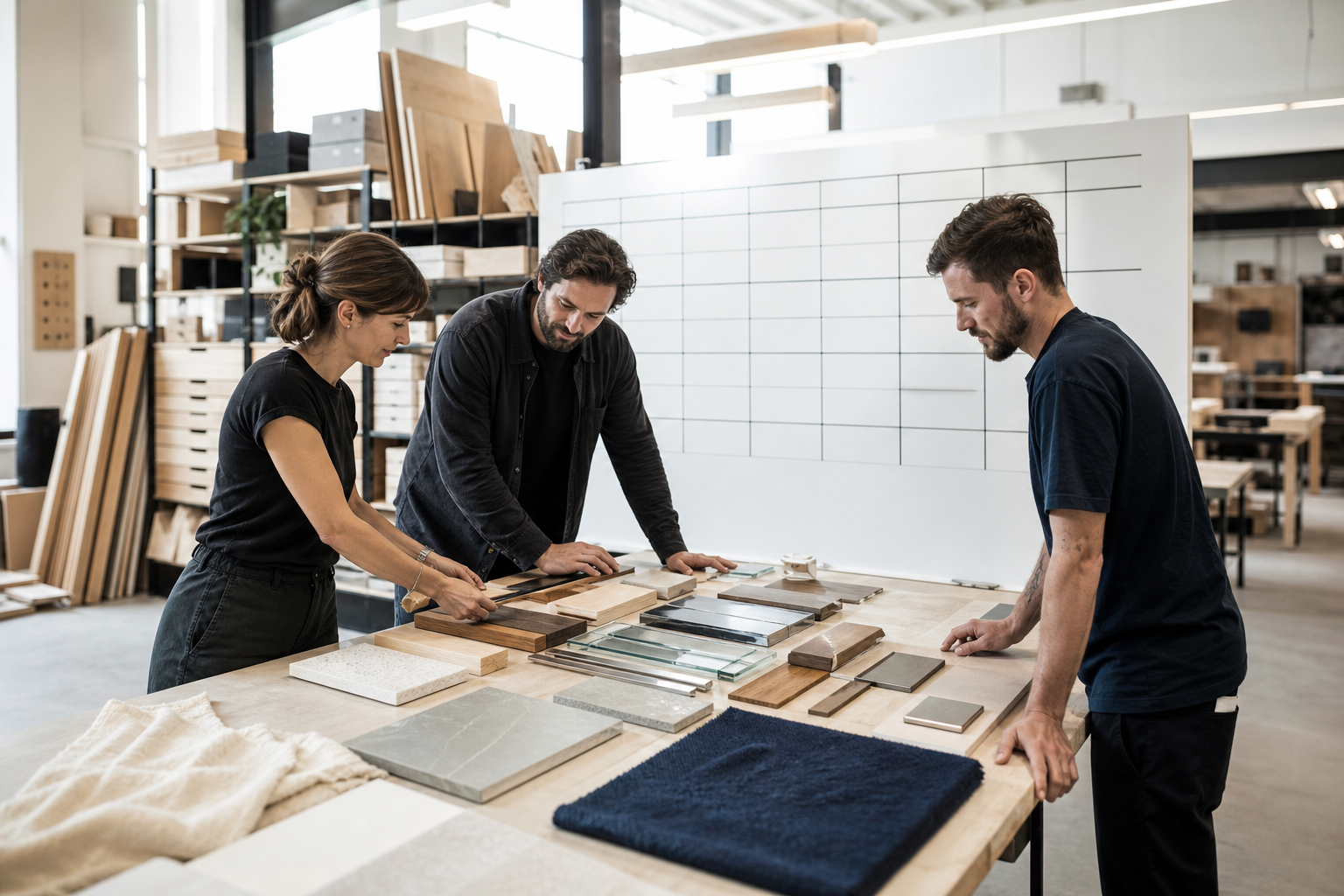 People planning a bespoke project around real materials